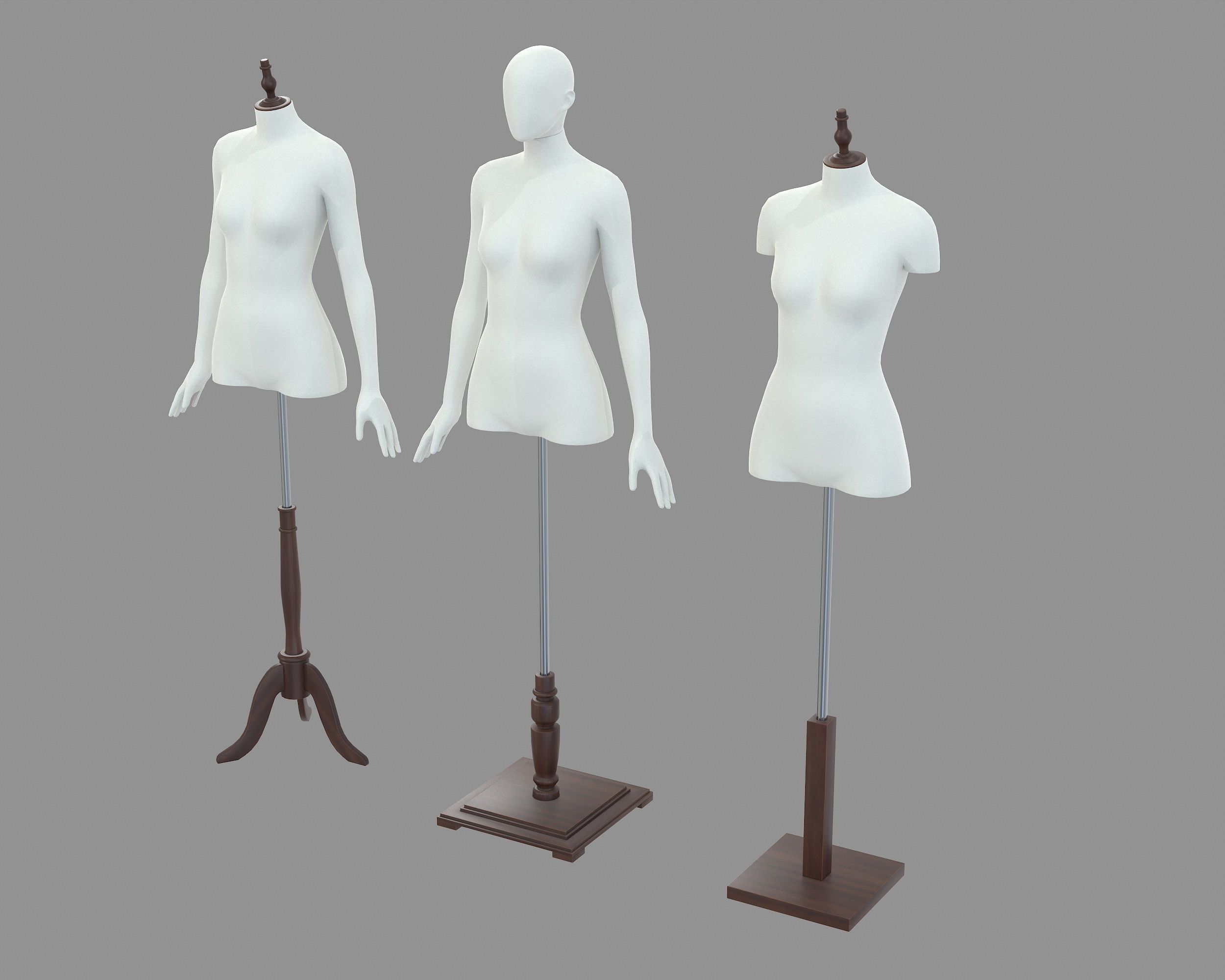 Mannequin Woman Stand Model For Shop Low-poly 3D model_10