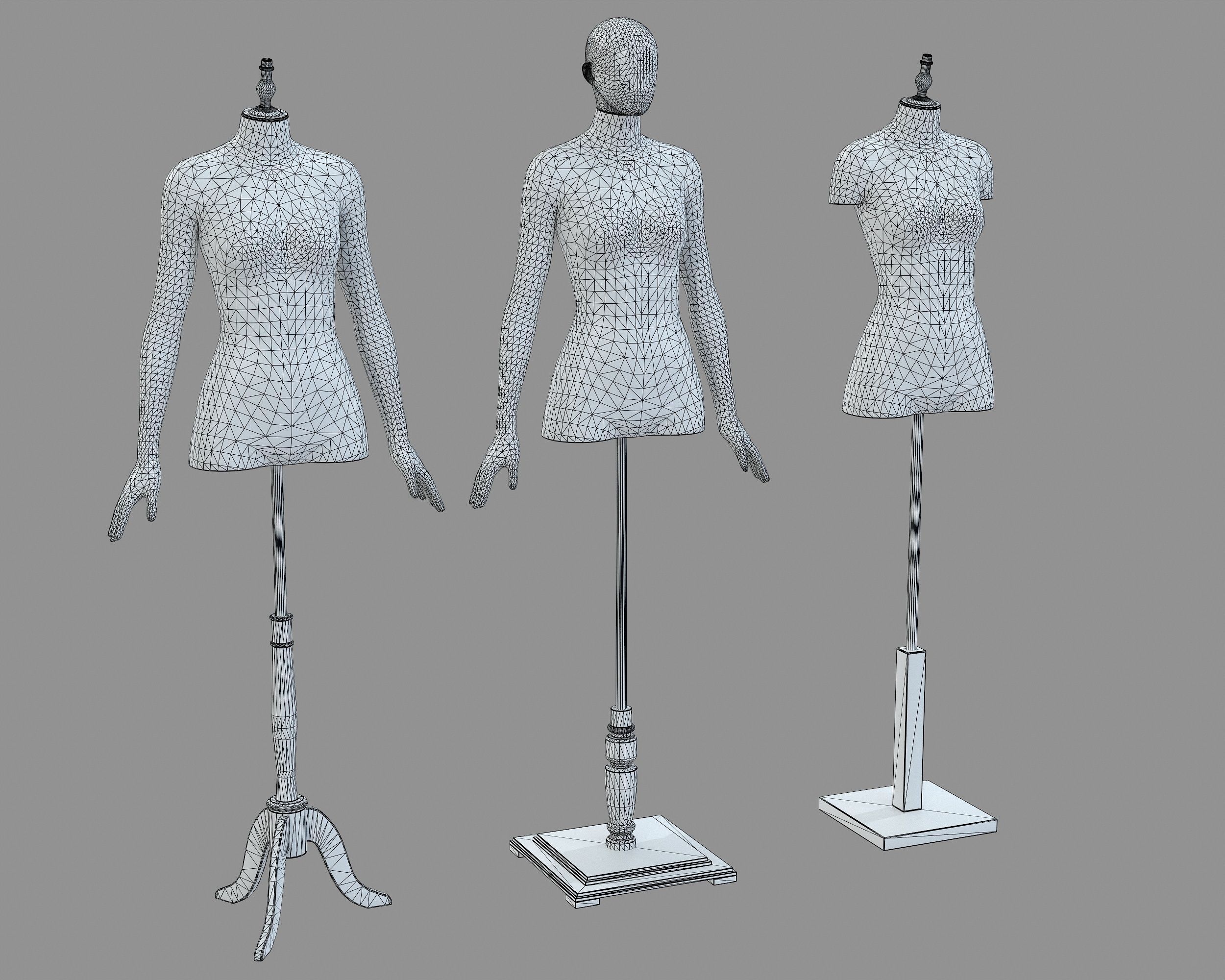 Mannequin Woman Stand Model For Shop Low-poly 3D model_19