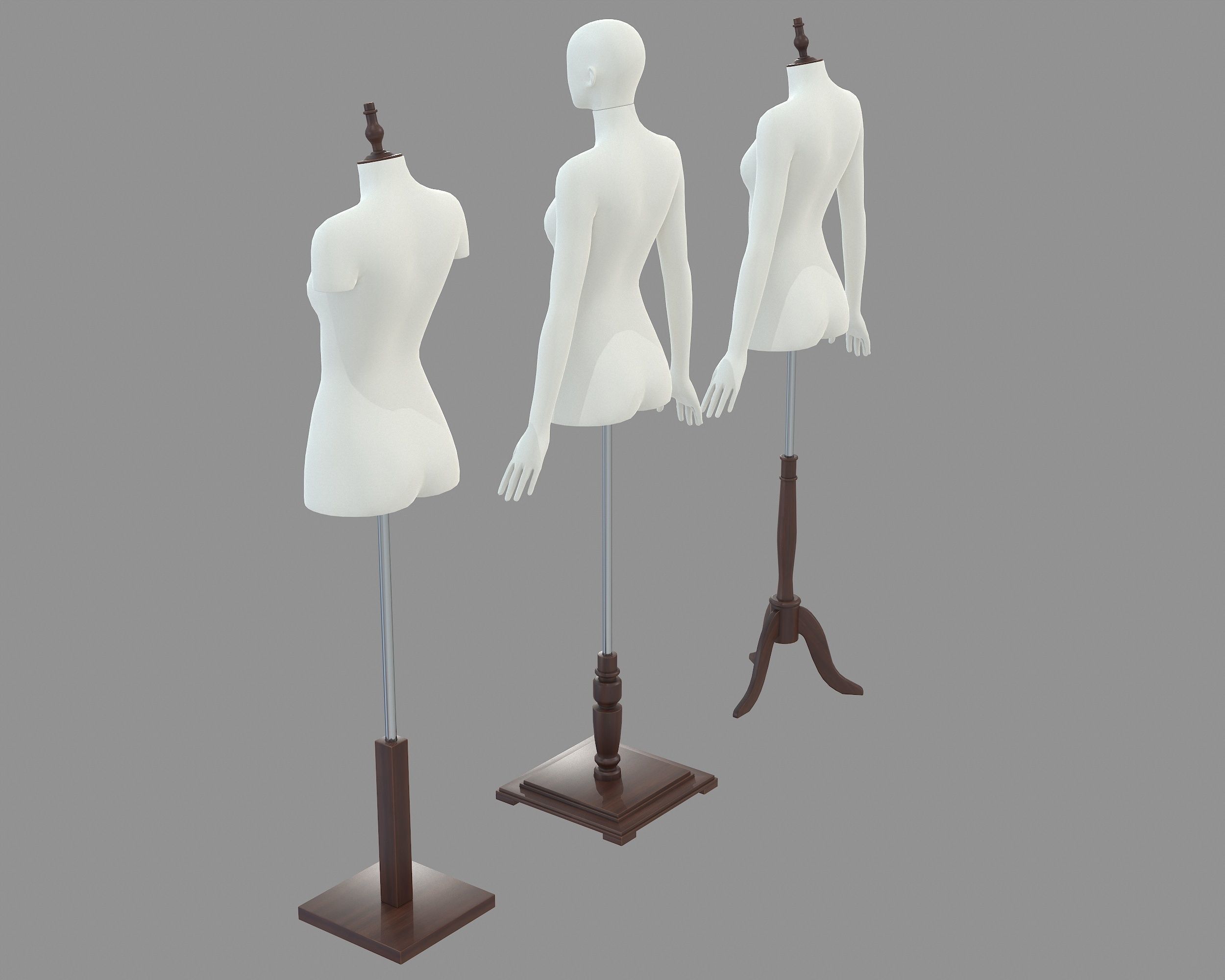 Mannequin Woman Stand Model For Shop Low-poly 3D model_7