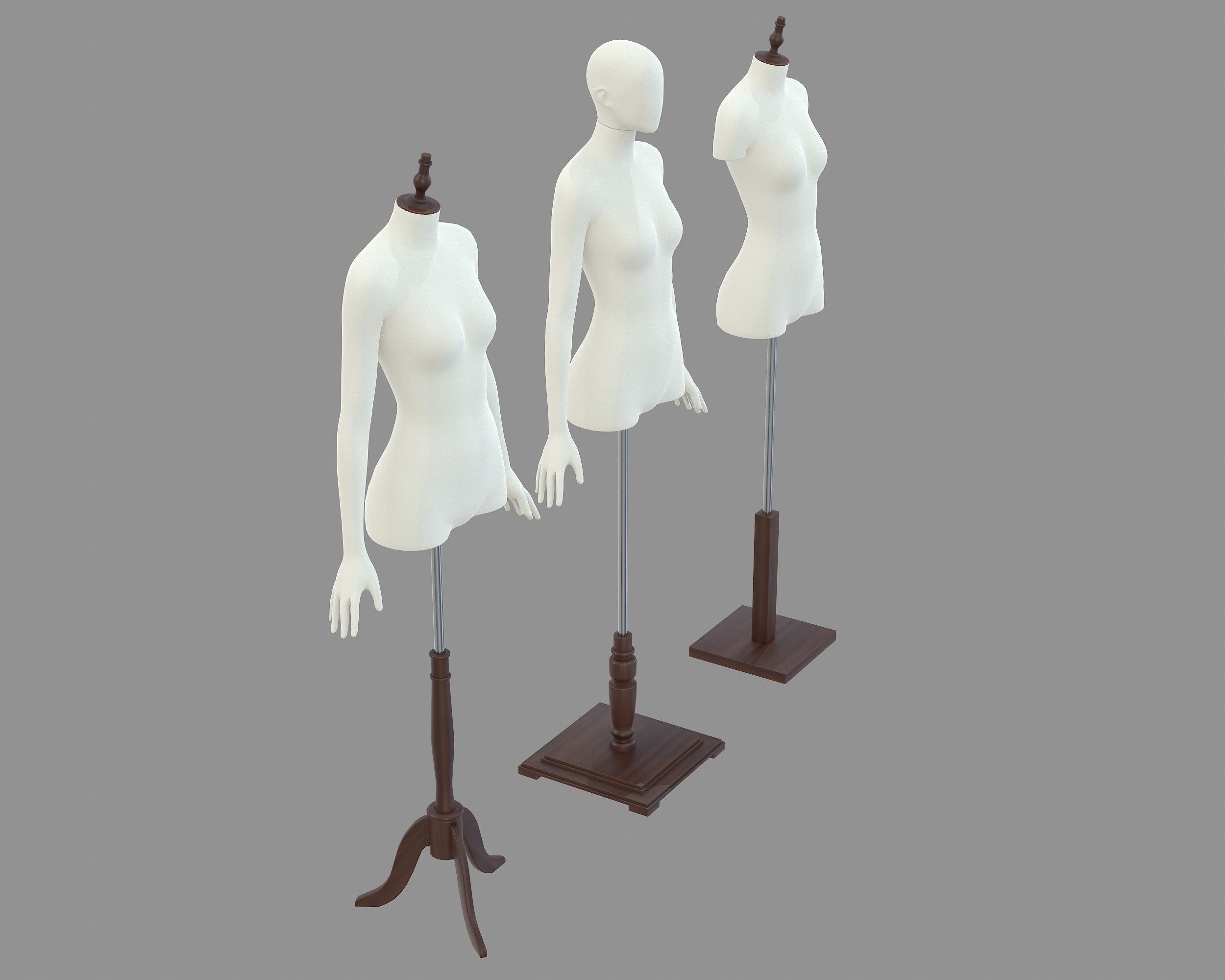 Mannequin Woman Stand Model For Shop Low-poly 3D model_5