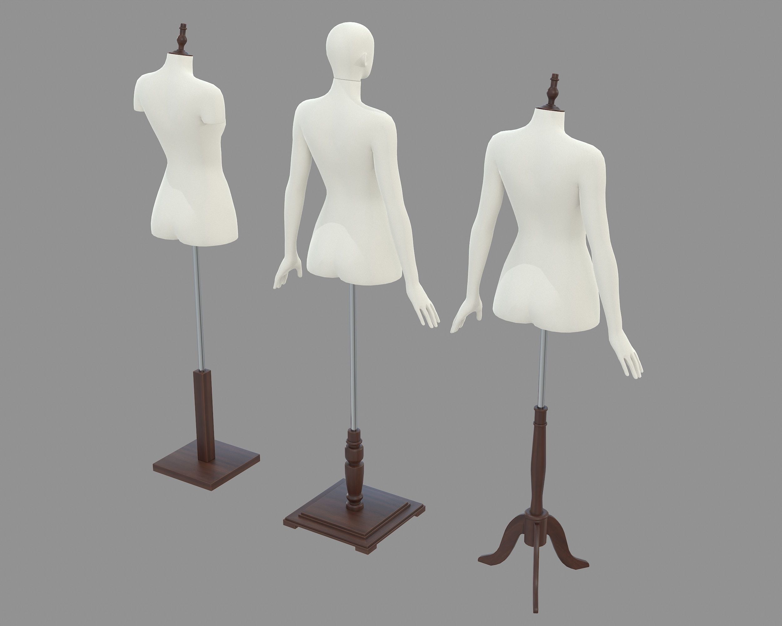 Mannequin Woman Stand Model For Shop Low-poly 3D model_6