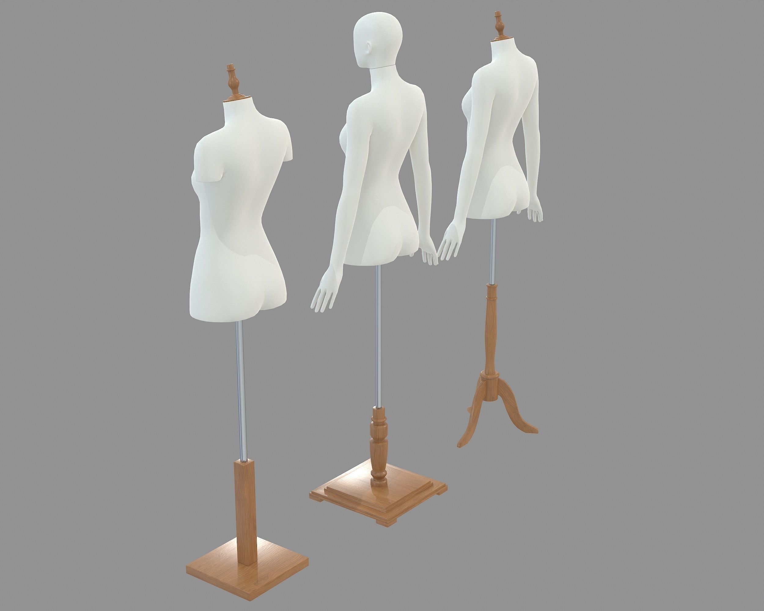 Mannequin Woman Stand Model For Shop Low-poly 3D model_8