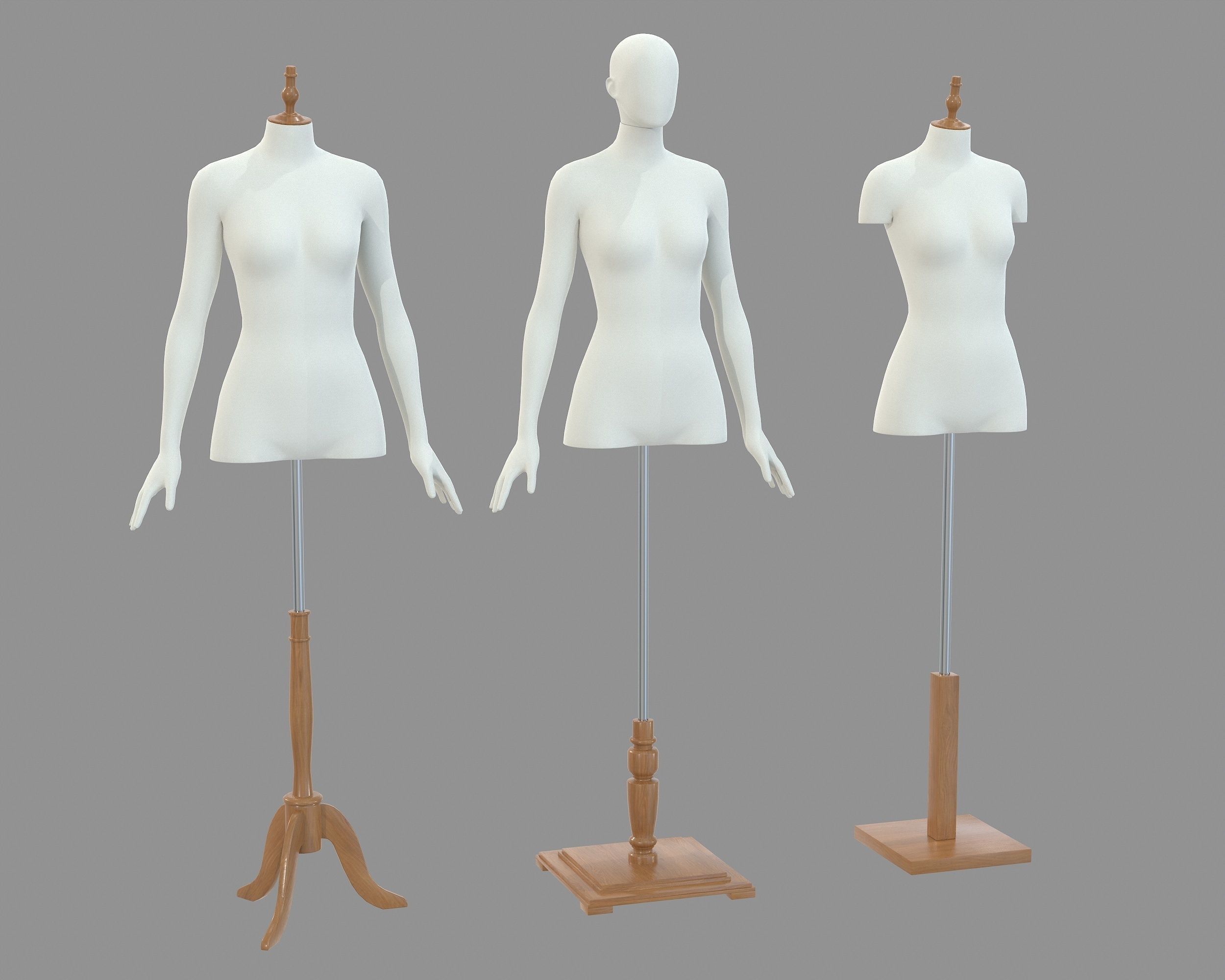 Mannequin Woman Stand Model For Shop Low-poly 3D model_3