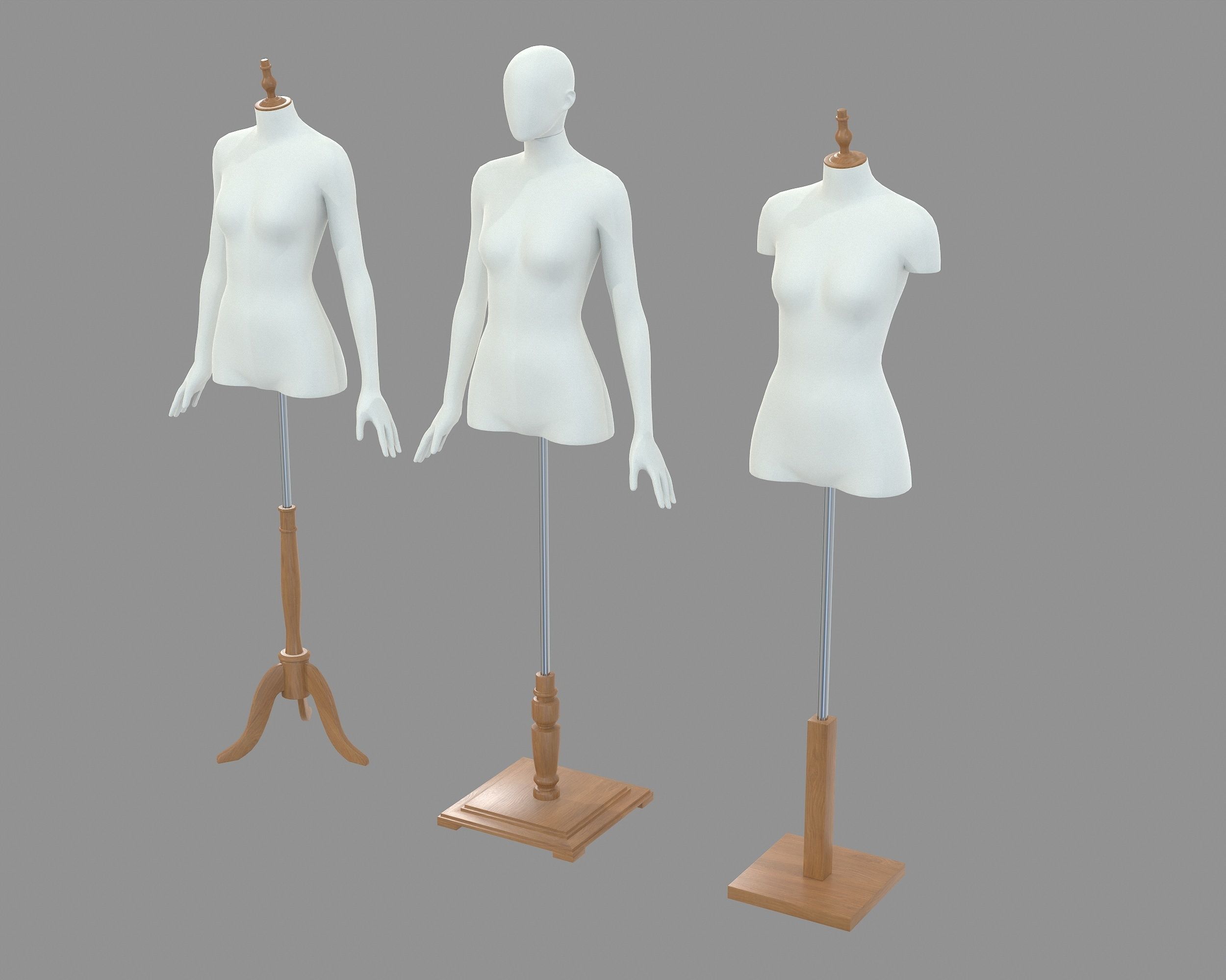 Mannequin Woman Stand Model For Shop Low-poly 3D model_9