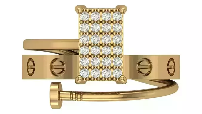 Diamond Ring With Nail on Shank