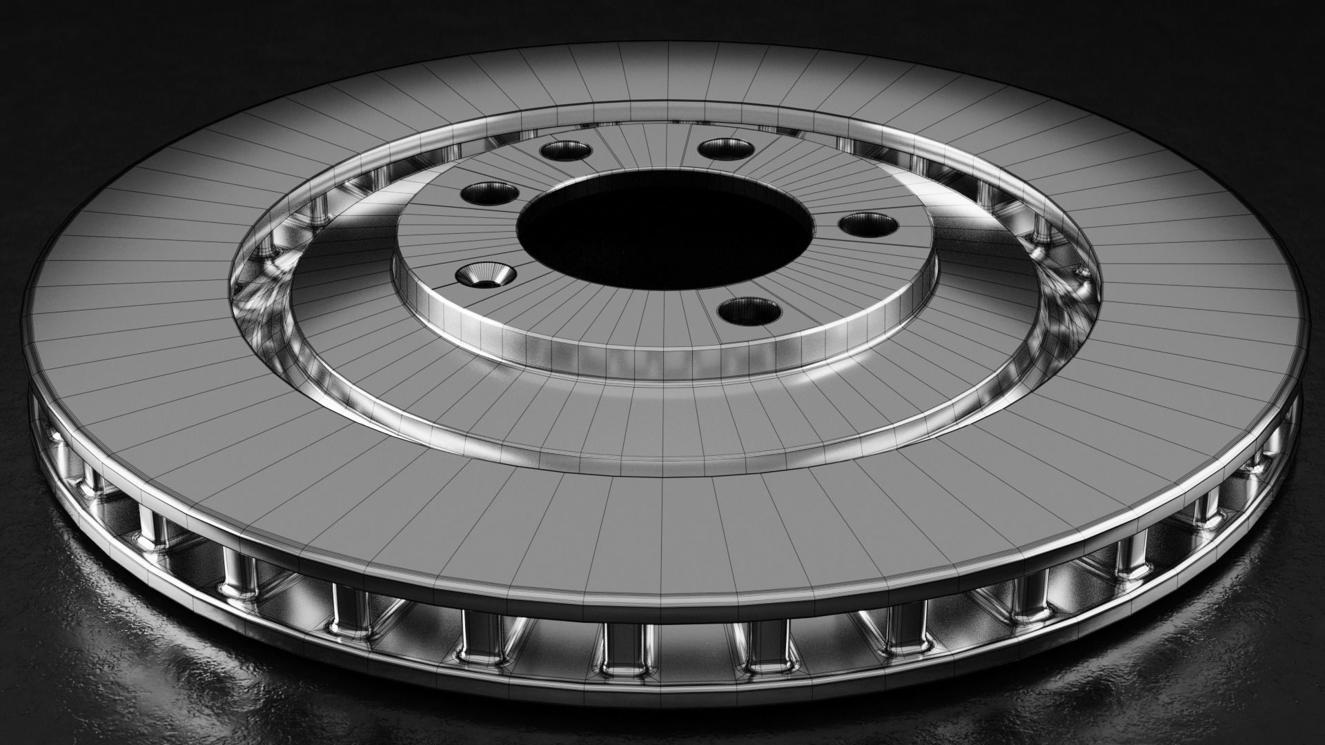 Car Brake Disc Type One 3D model_6