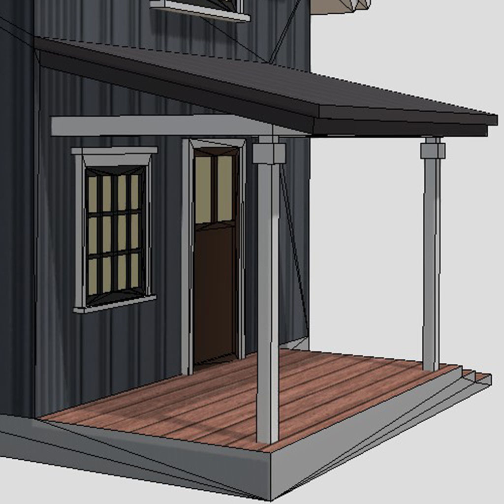 American Style Cottage - Town House Model Low-poly 3D model_7