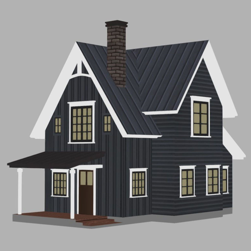 American Style Cottage - Town House Model Low-poly 3D model_8