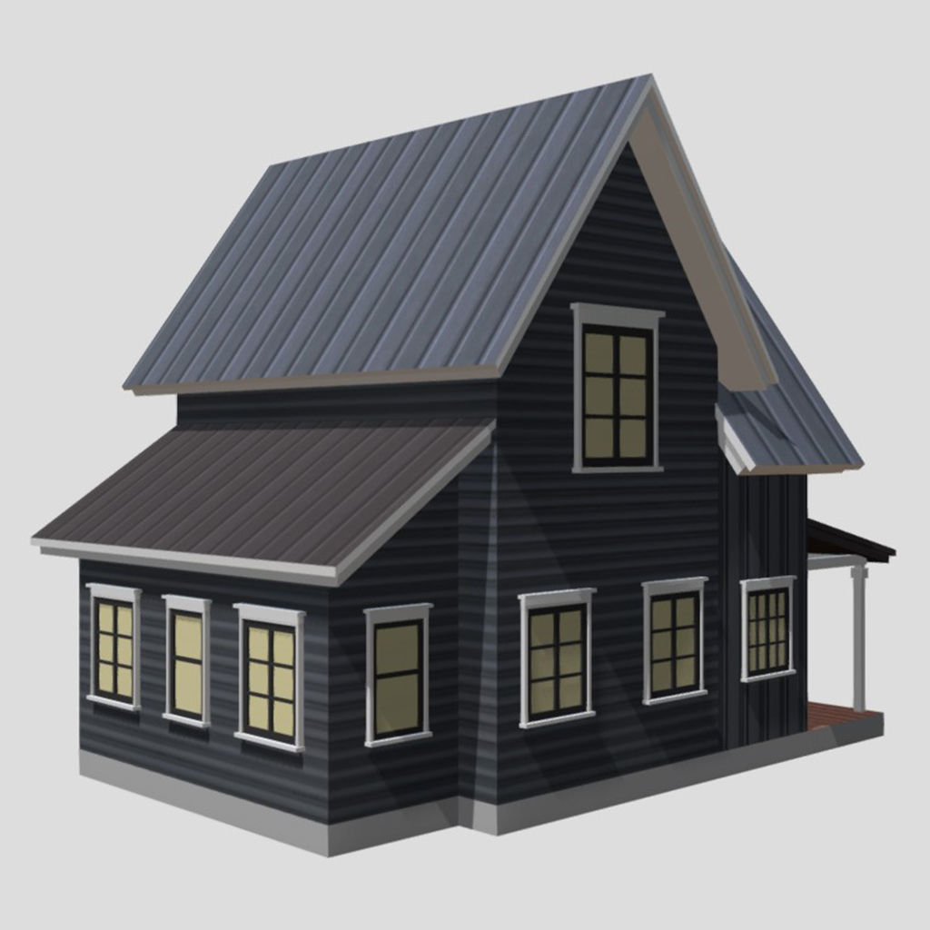 American Style Cottage - Town House Model Low-poly 3D model_3