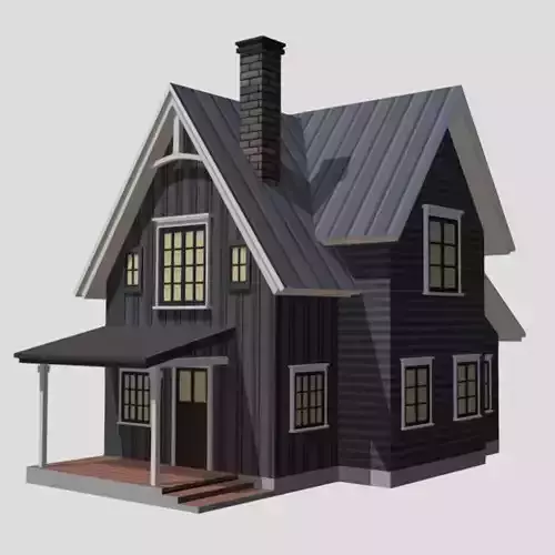 American Style Cottage - Town House Model Low-poly 3D model American Style Cottage - Town House Model Low-poly 3D model