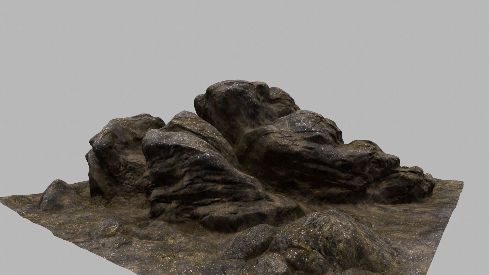 Rock piece of wood with face 3D model_8