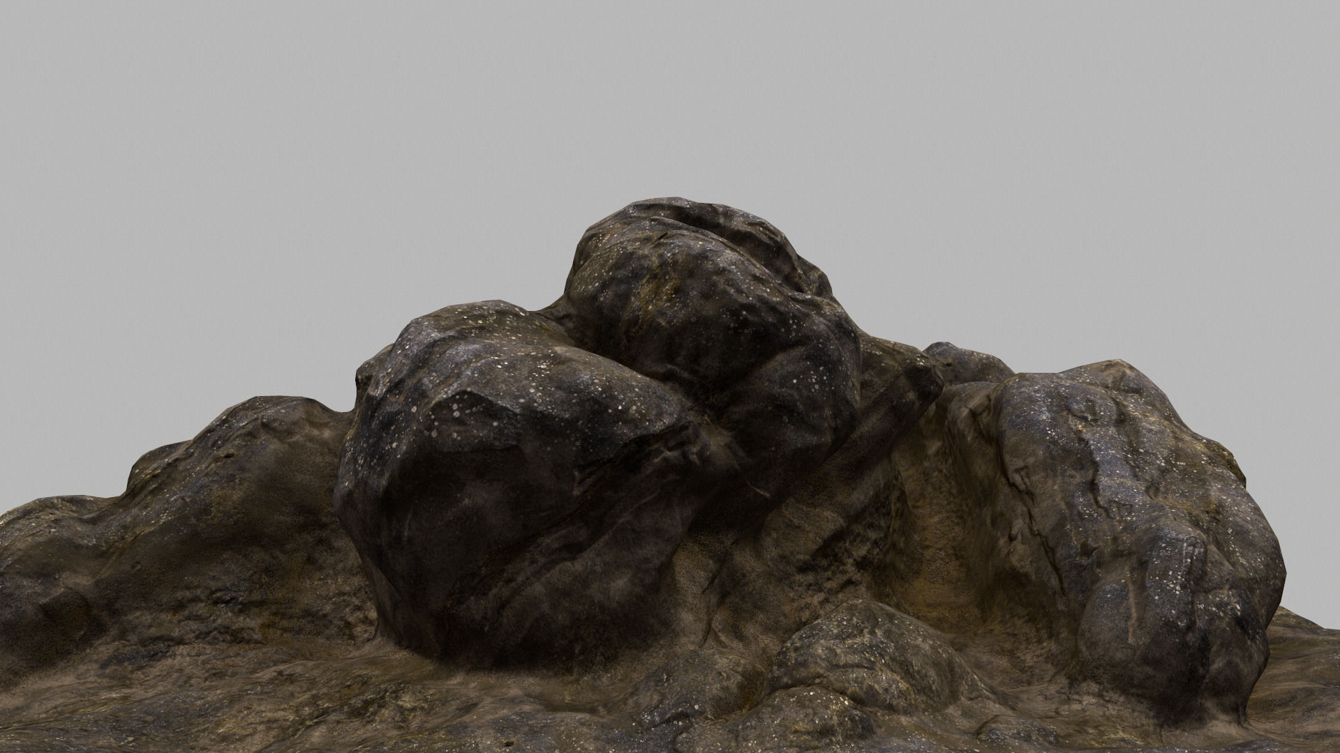 Rock piece of wood with face 3D model_2