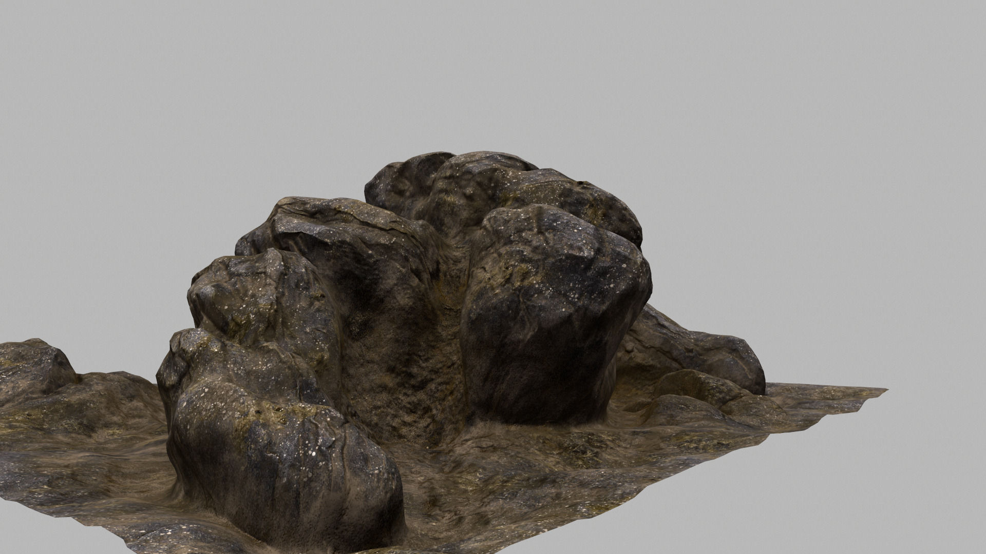 Rock piece of wood with face 3D model_9