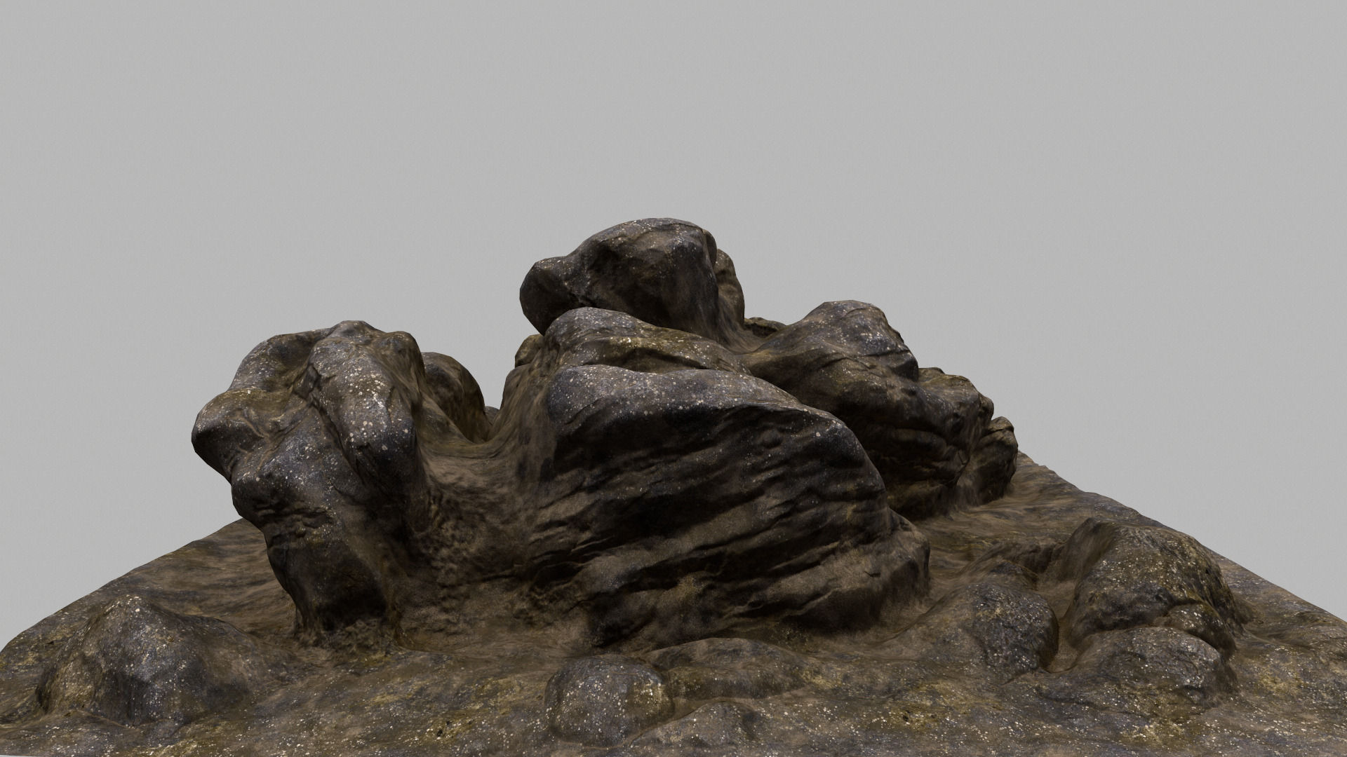 Rock piece of wood with face 3D model_7