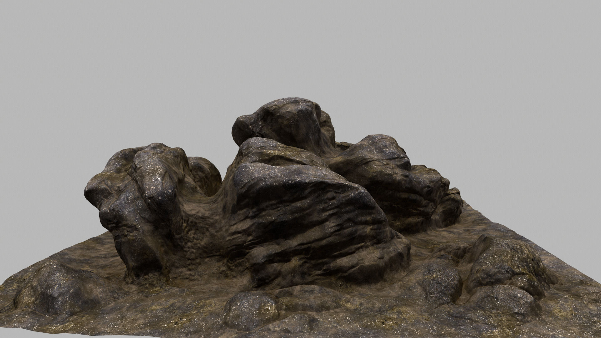 Rock piece of wood with face 3D model_3