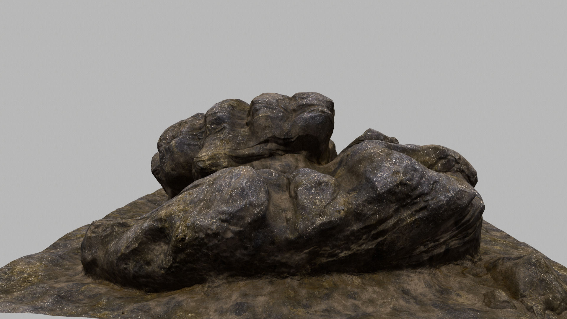 Rock piece of wood with face 3D model_1