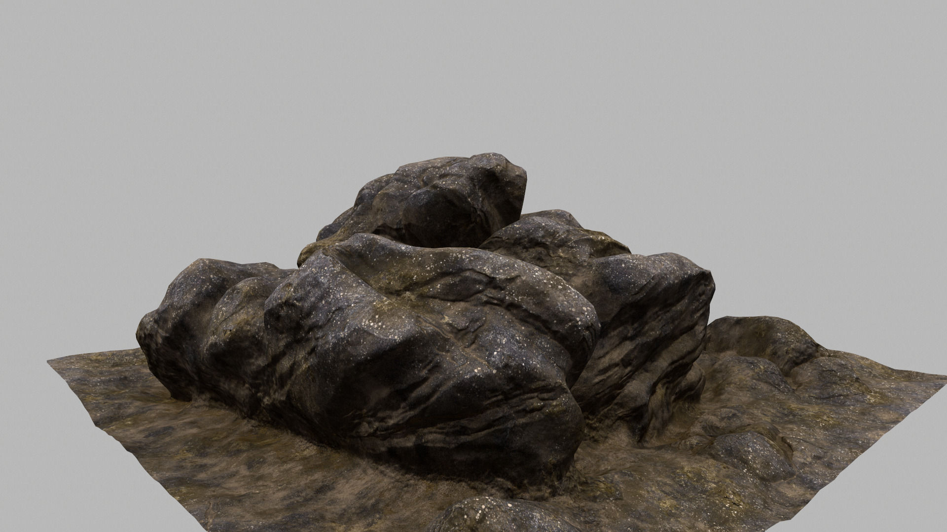 Rock piece of wood with face 3D model_4