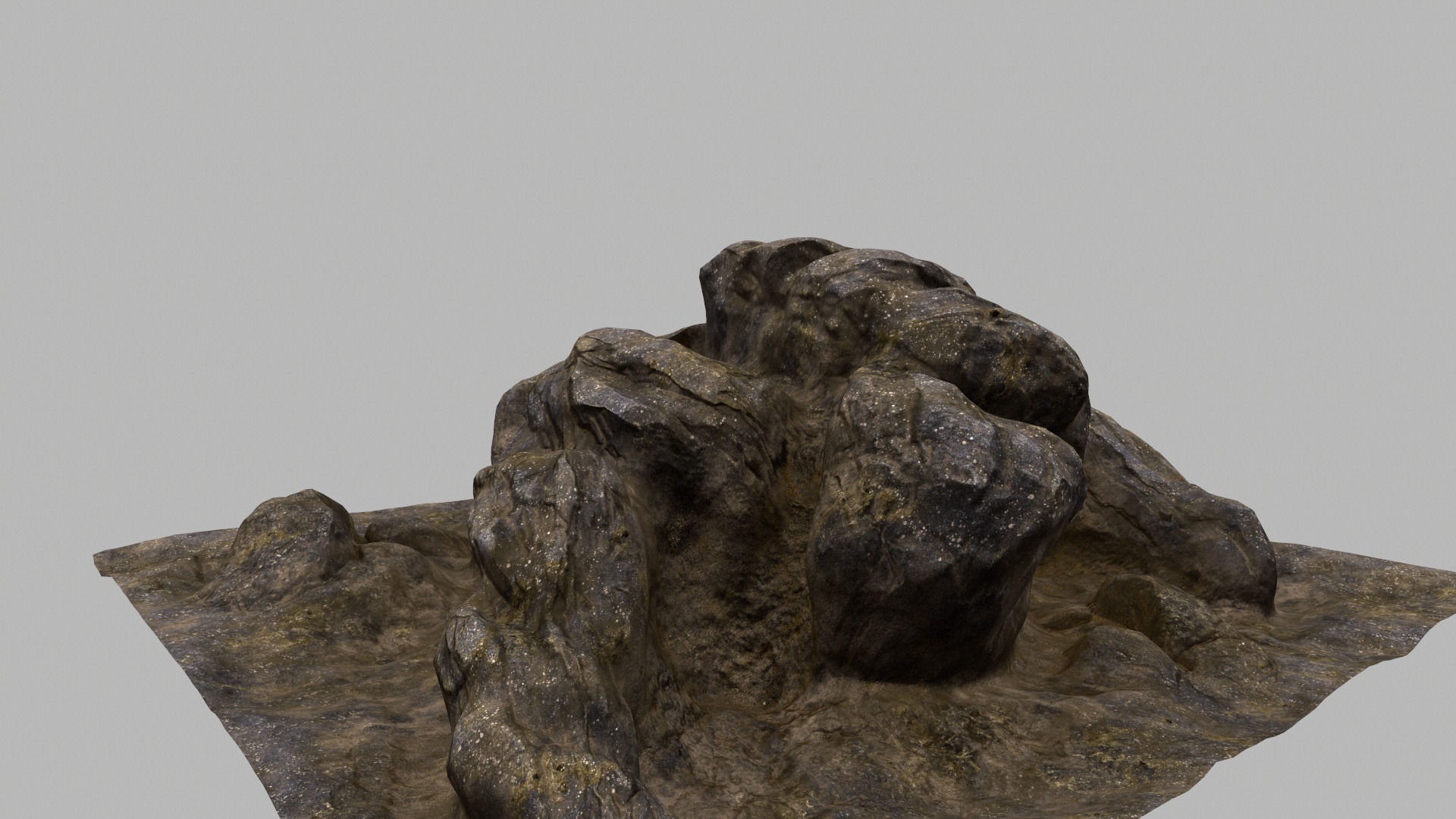 Rock piece of wood with face 3D model_12