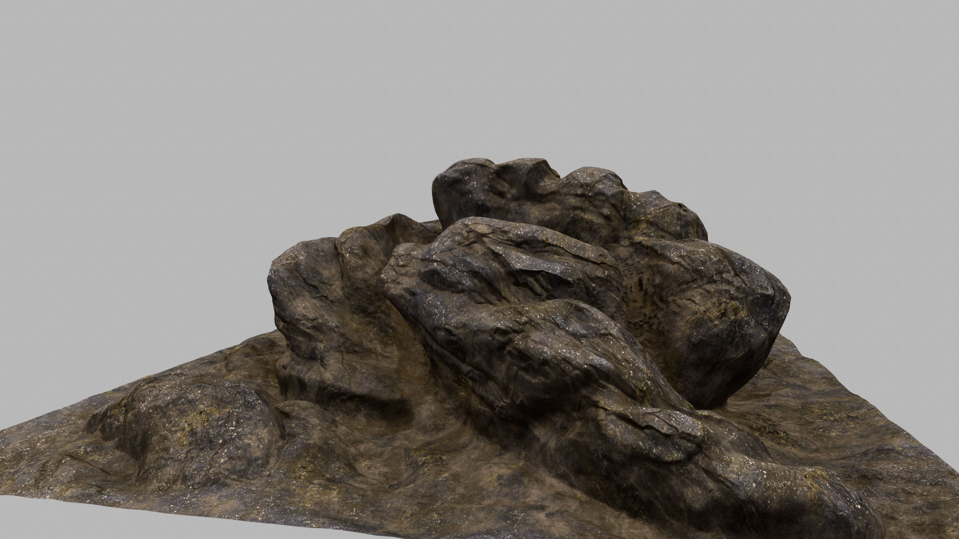 Rock piece of wood with face 3D model_6