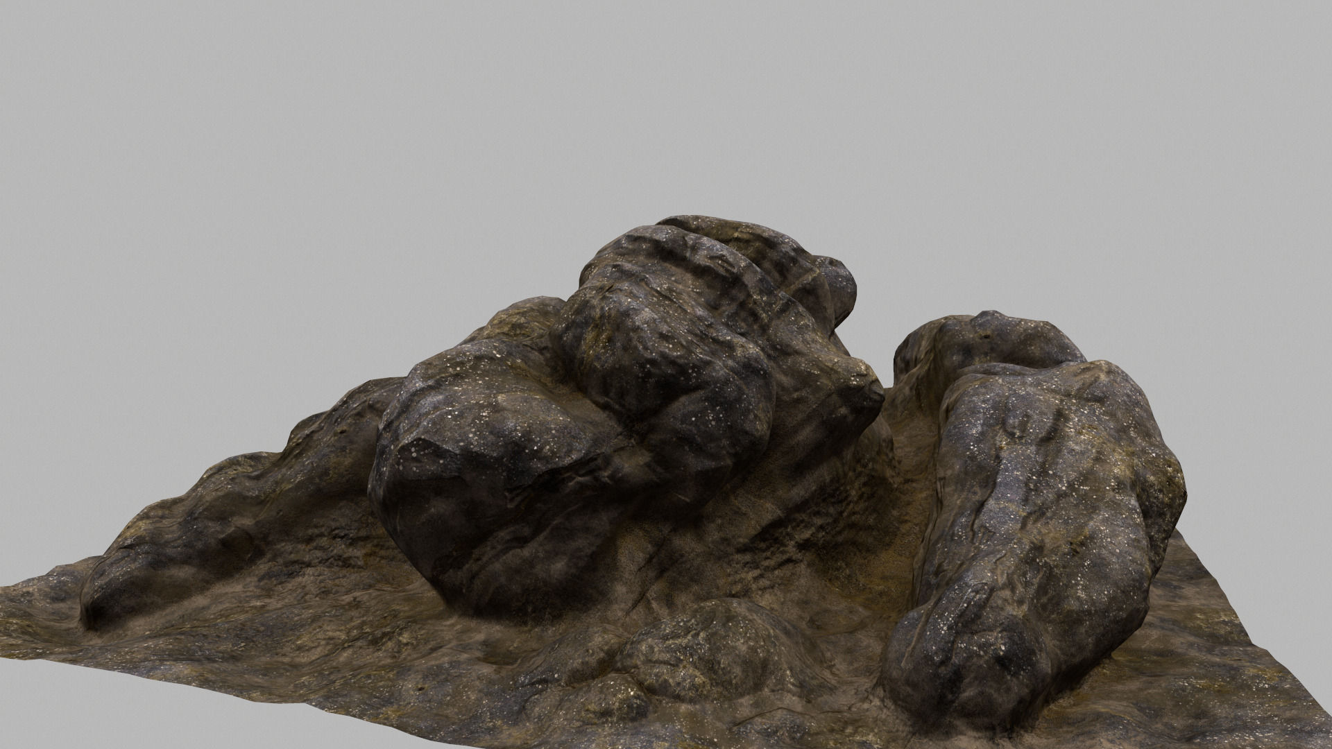 Rock piece of wood with face 3D model_11