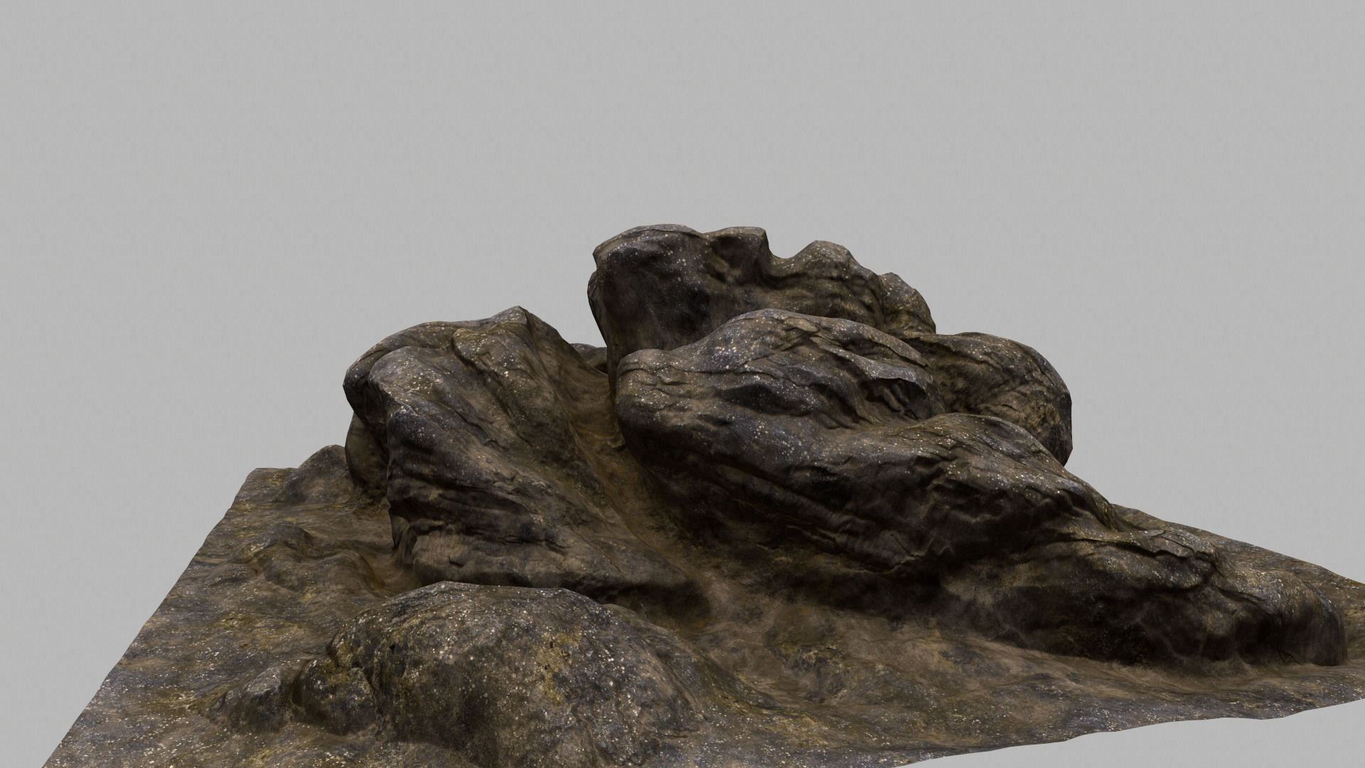 Rock piece of wood with face 3D model_5