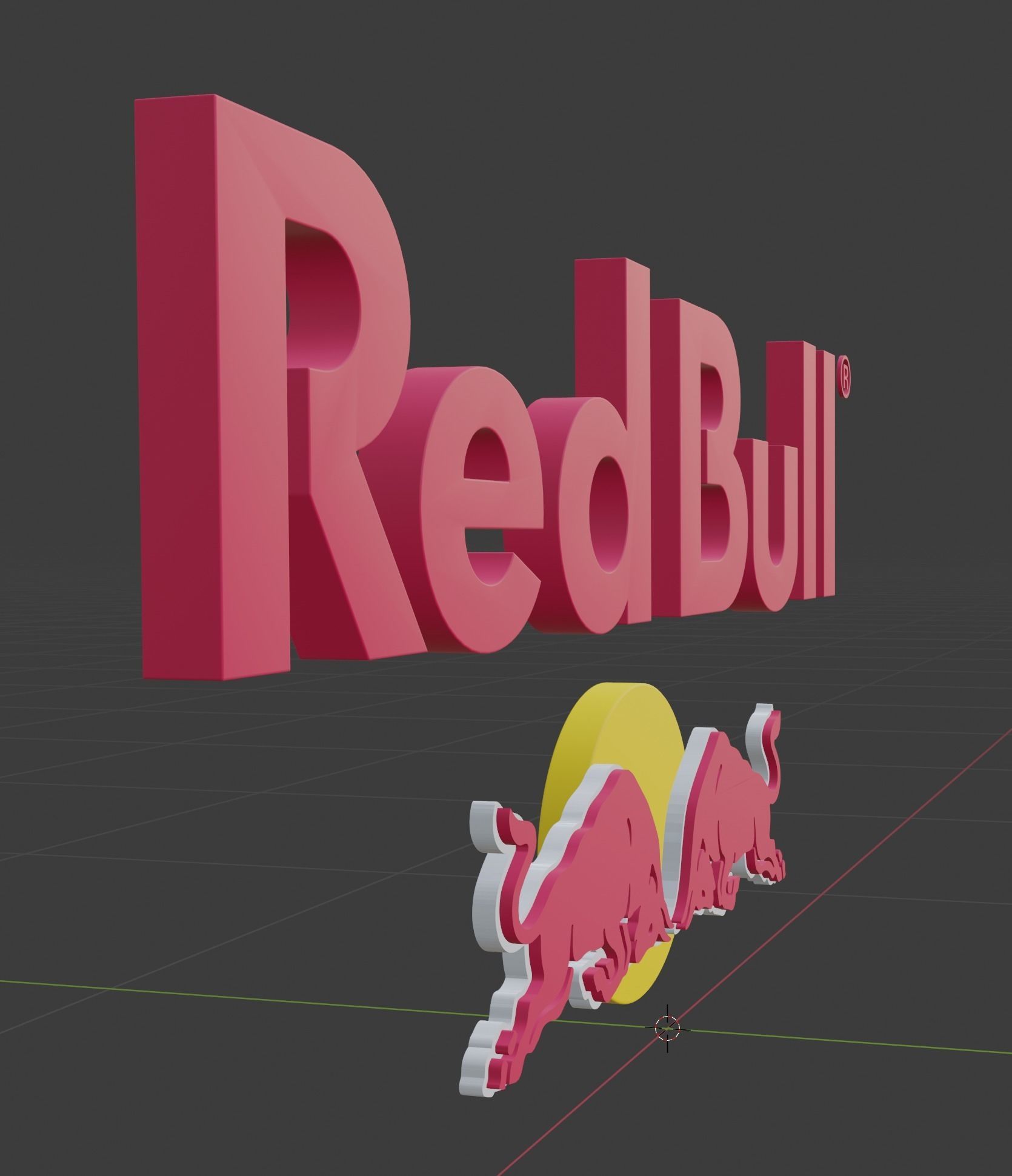 RedBull Logo Low-poly 3D model_8