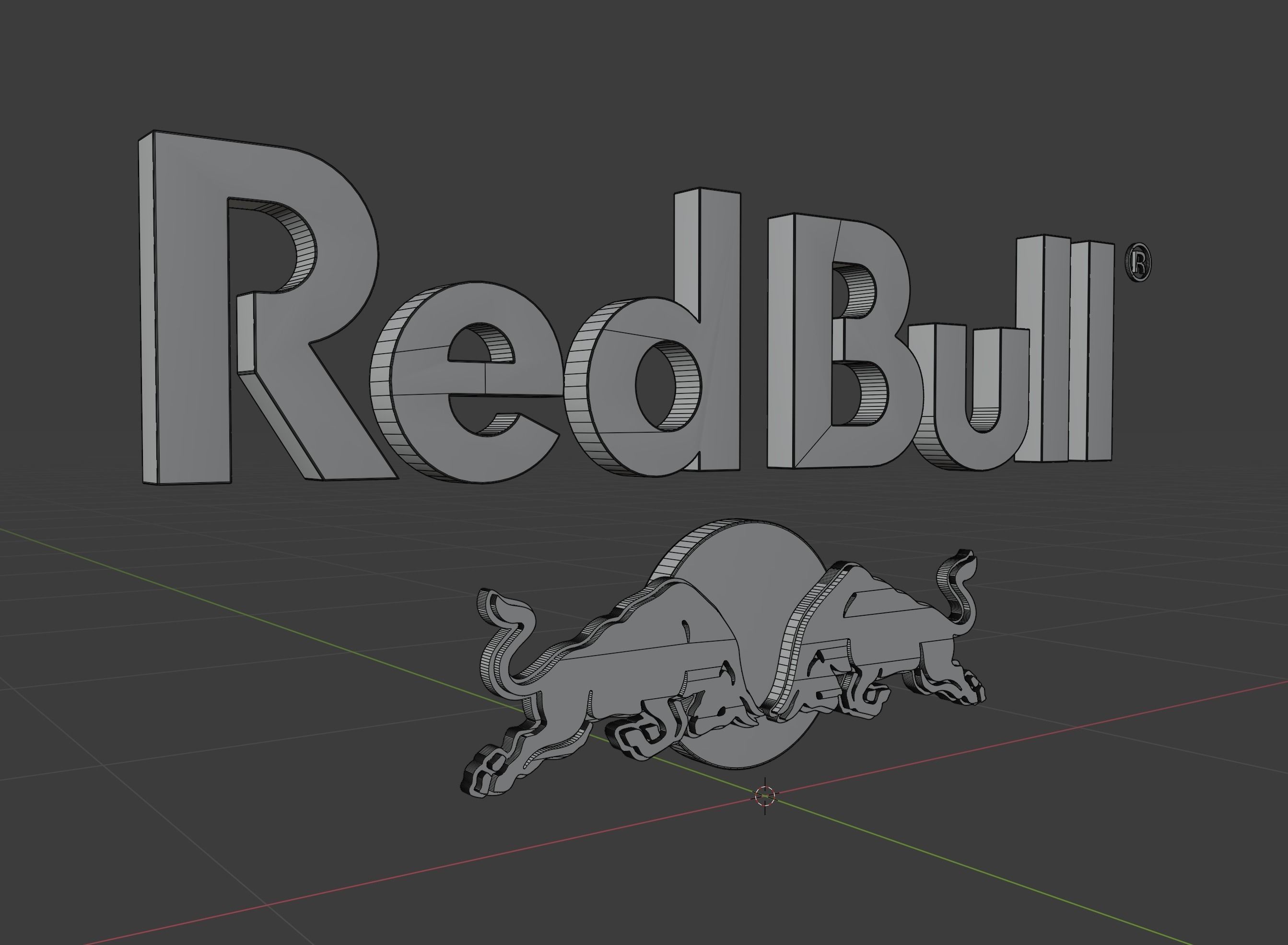 RedBull Logo Low-poly 3D model_9