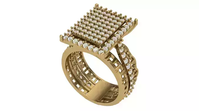 Rectangle Diamond Ring with Chain Like Shank