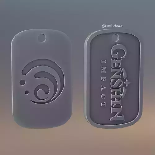 Hydro dogtag Genshin Impact 3D print model