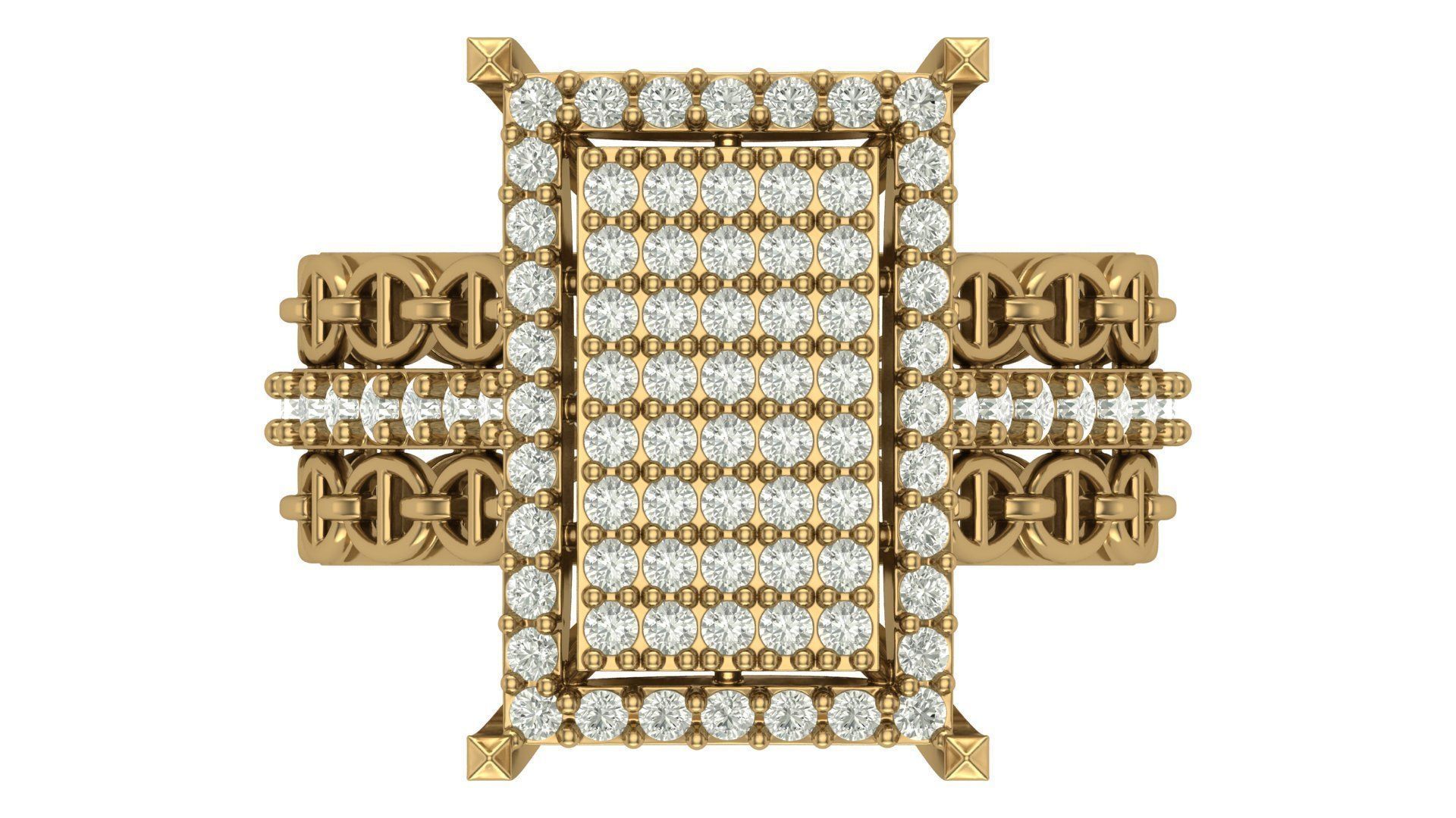 Rectangle Pave Top Diamond Ring 3D print model_4