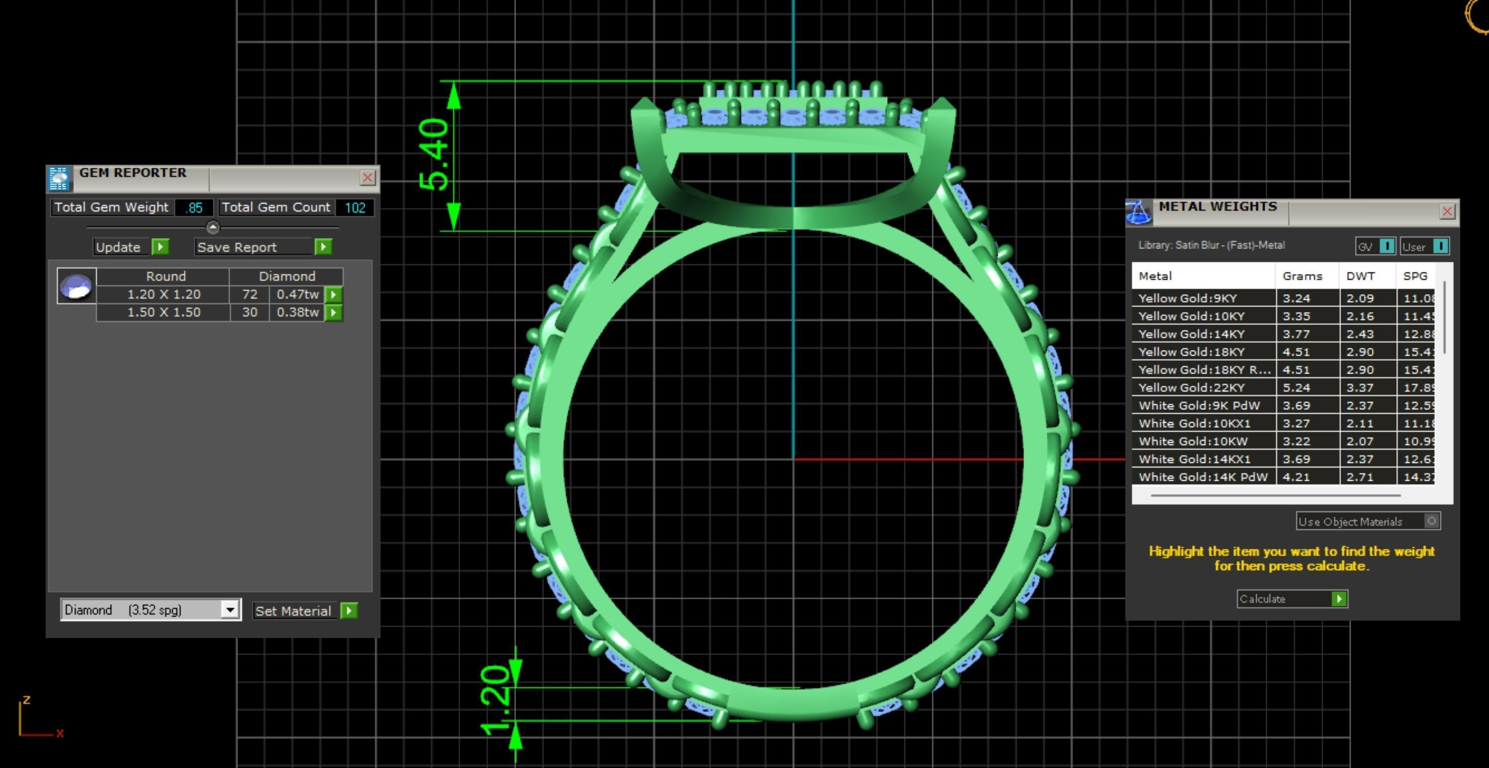 Rectangle Pave Top Diamond Ring 3D print model_7