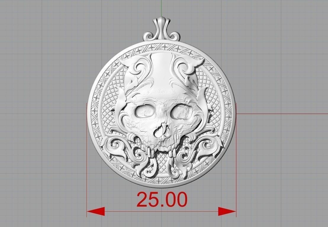 skull pendant 3D model 3D print model_6