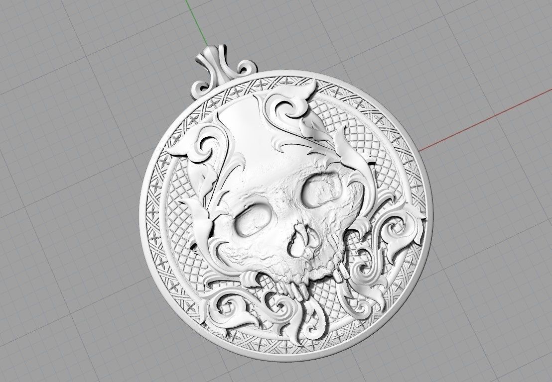 skull pendant 3D model 3D print model_3