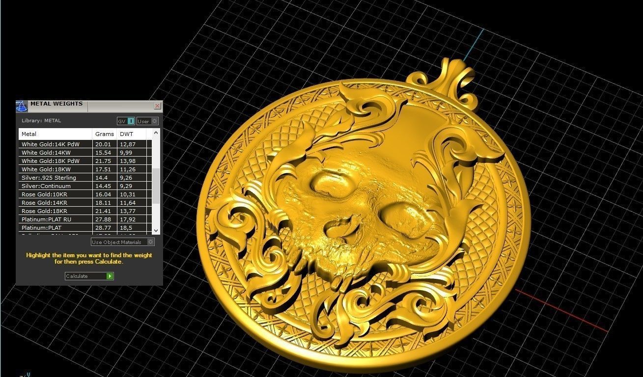 skull pendant 3D model 3D print model_7