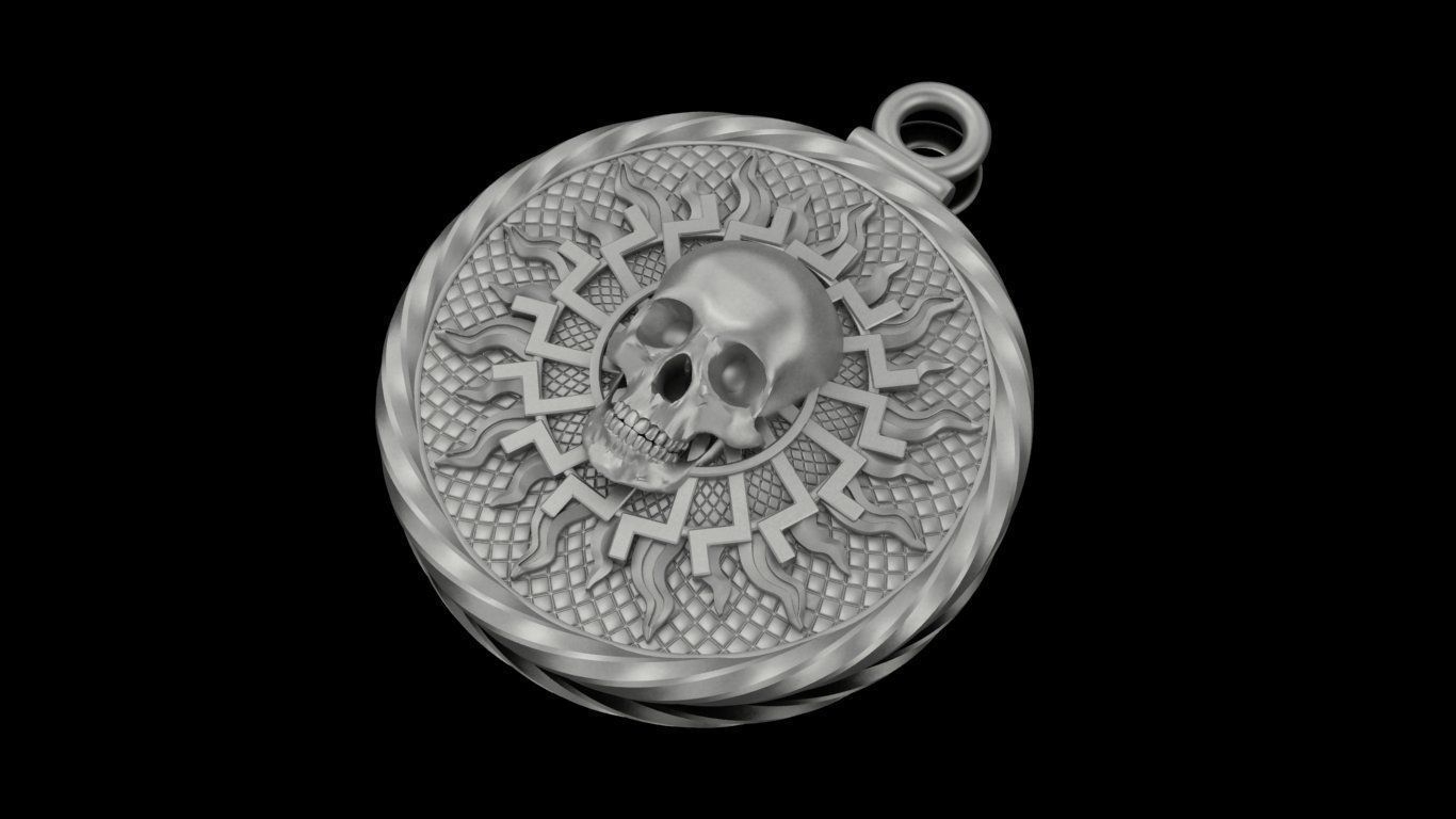 skull pendant 3D model 3D print model_2