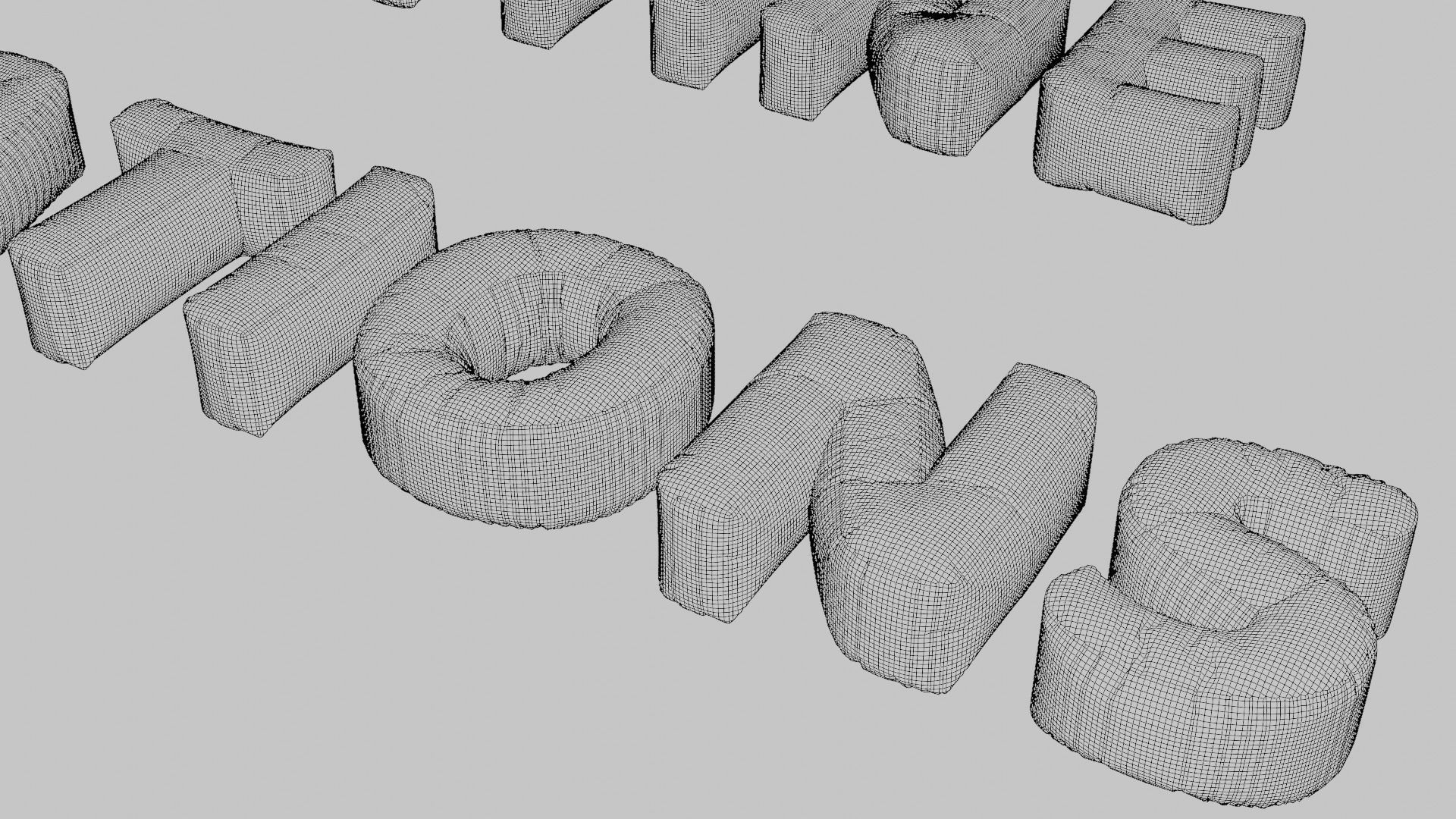 Inflated Text Baloons Set 3D model_40