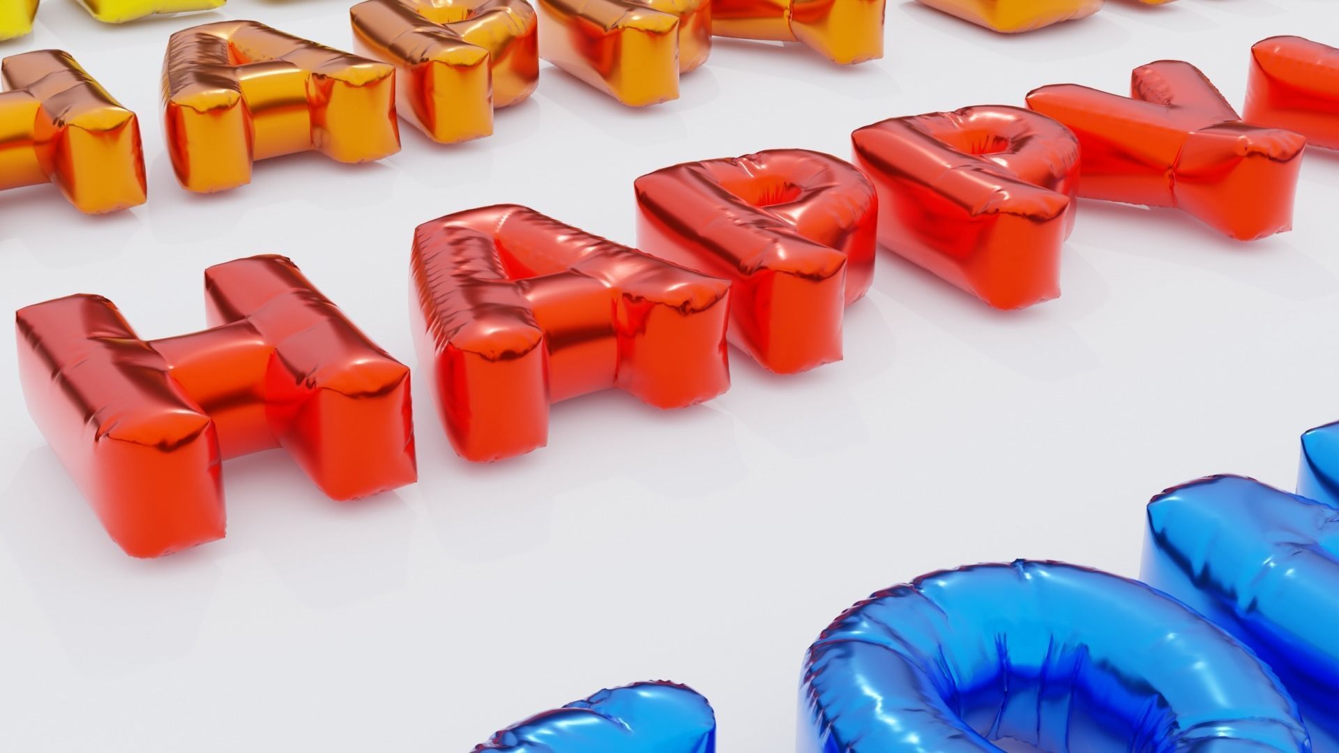 Inflated Text Baloons Set 3D model_14