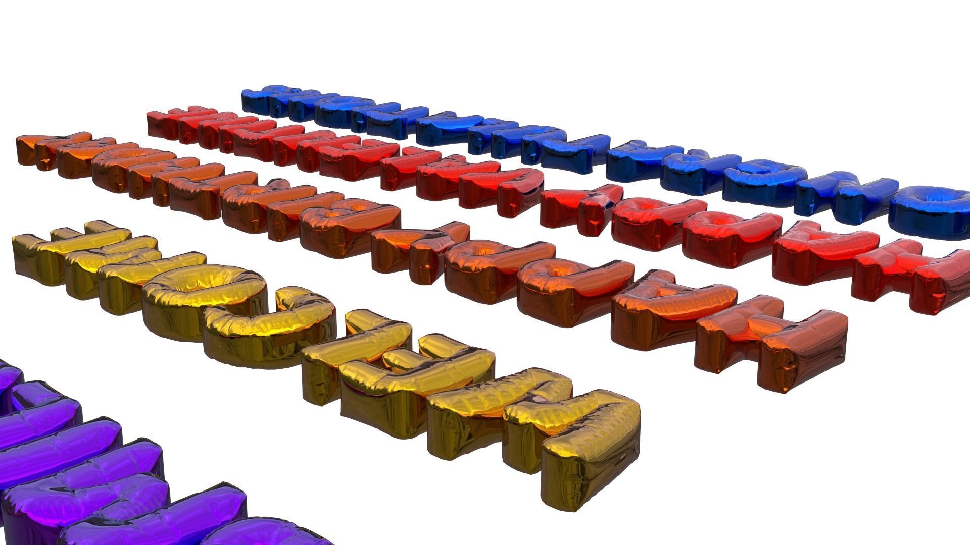 Inflated Text Baloons Set 3D model_5