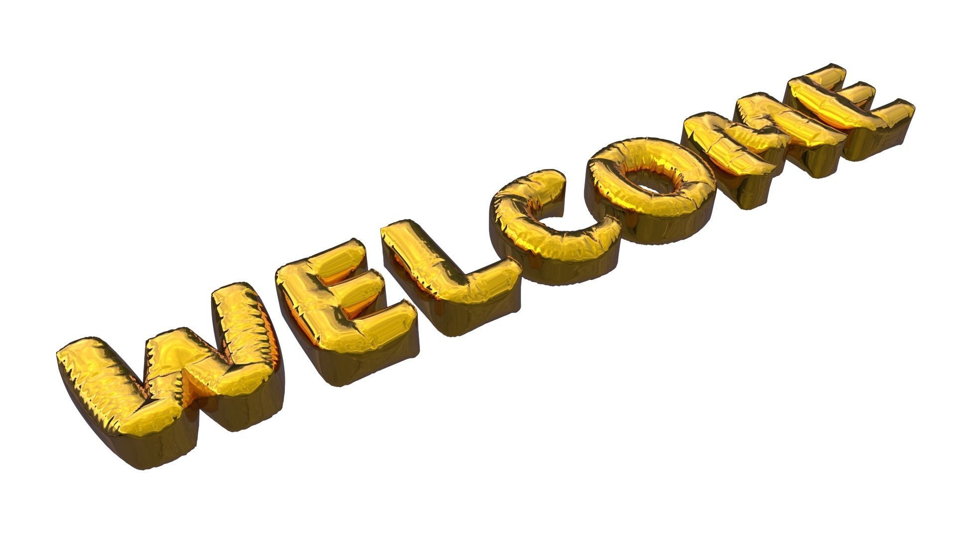 Inflated Text Baloons Set 3D model_8