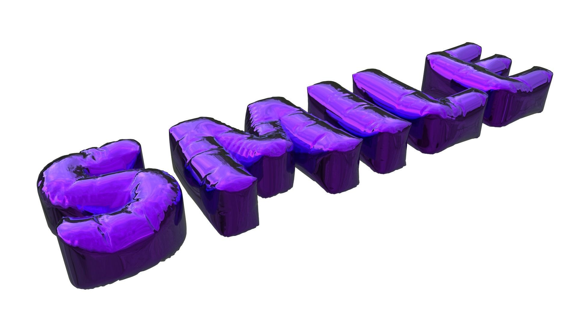 Inflated Text Baloons Set 3D model_7