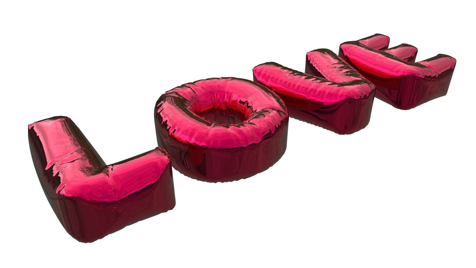 Inflated Text Baloons Set 3D model_6