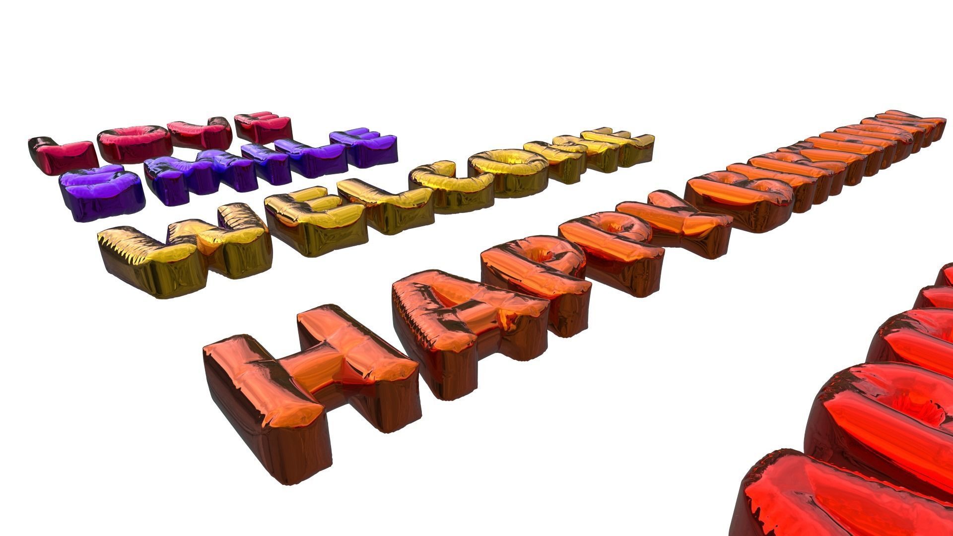 Inflated Text Baloons Set 3D model_3