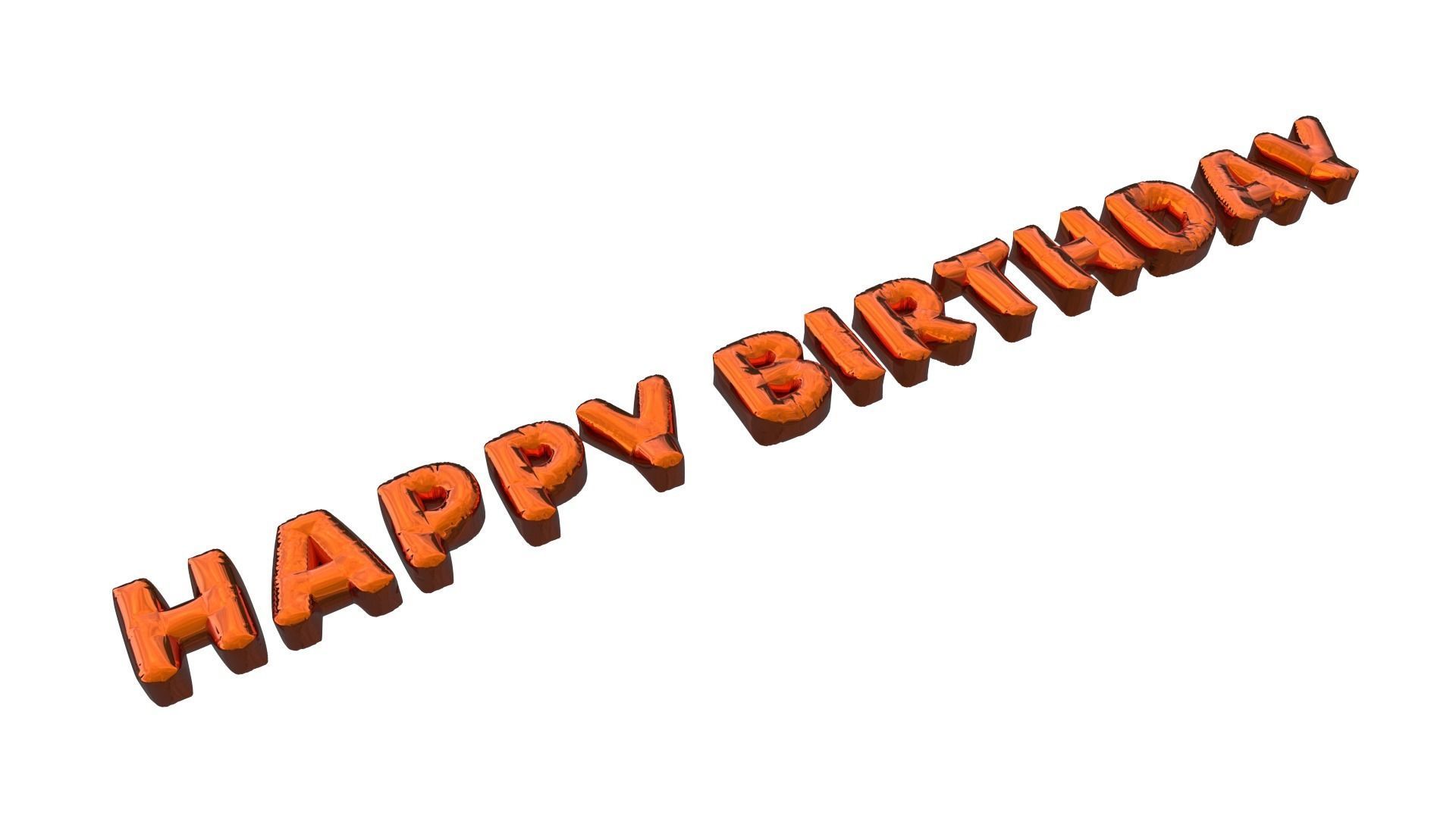 Inflated Text Baloons Set 3D model_9