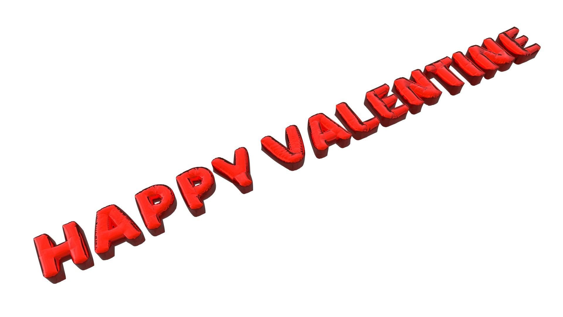 Inflated Text Baloons Set 3D model_10