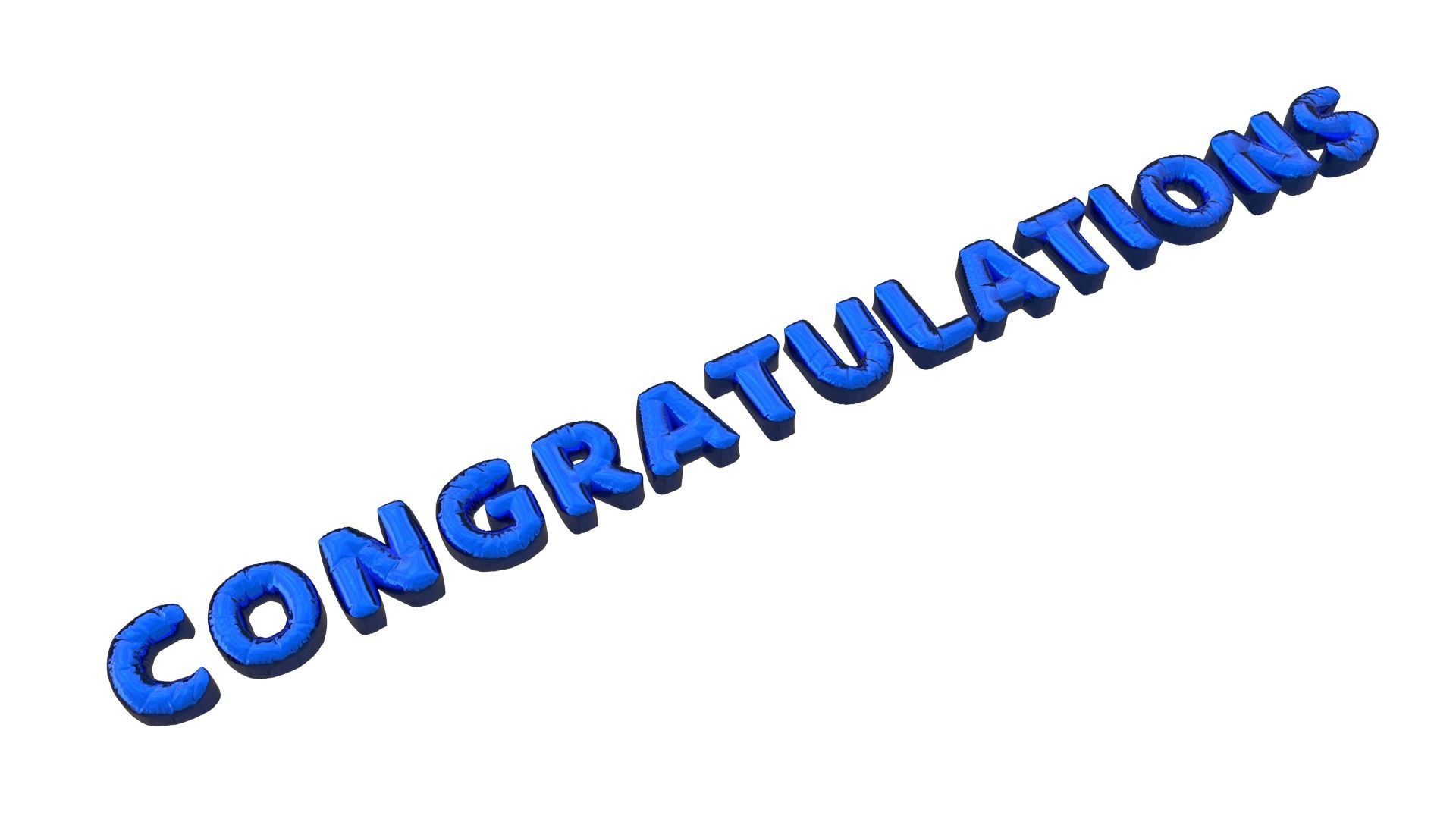 Inflated Text Baloons Set 3D model_11