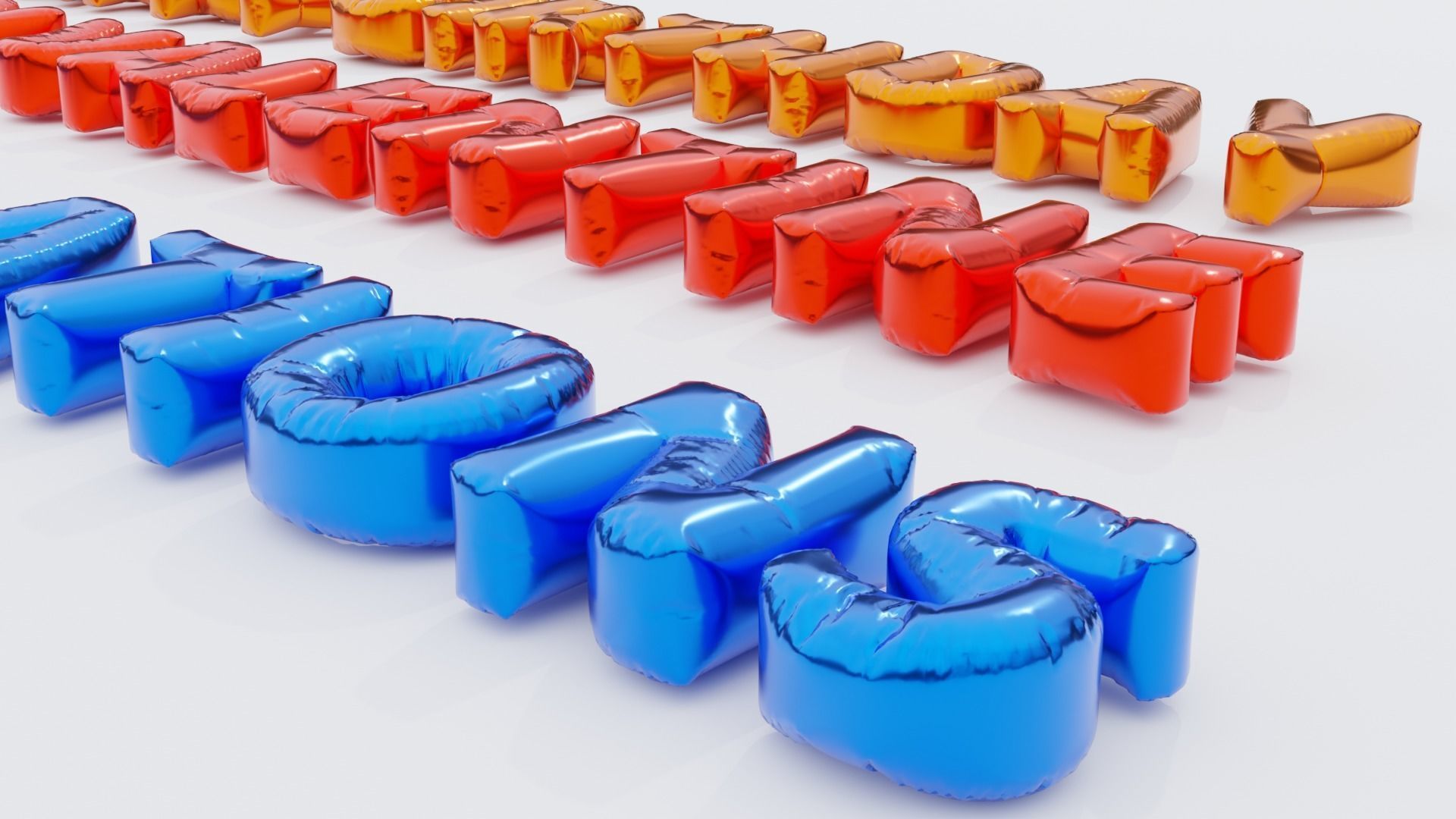 Inflated Text Baloons Set 3D model_15