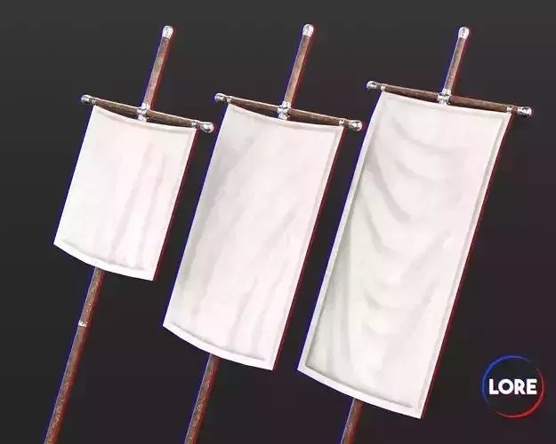 Medieval Common Decoration Flags and Banners Low-poly 3D model