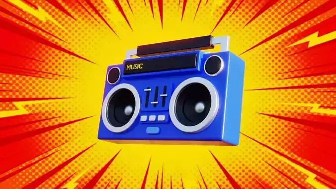 Stylized Retro Boombox - Cartoon Music Player 3D Model 3D model