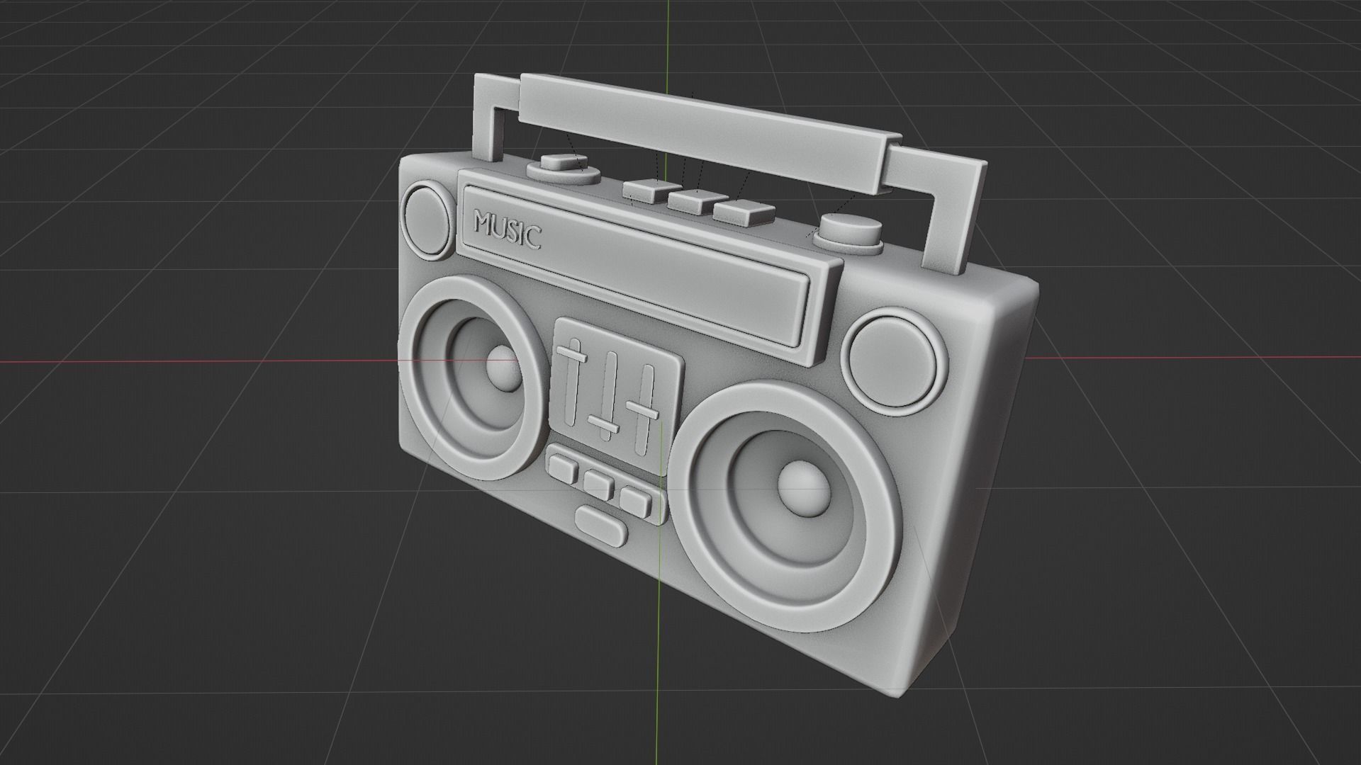 Stylized Retro Boombox - Cartoon Music Player 3D Model 3D model_6