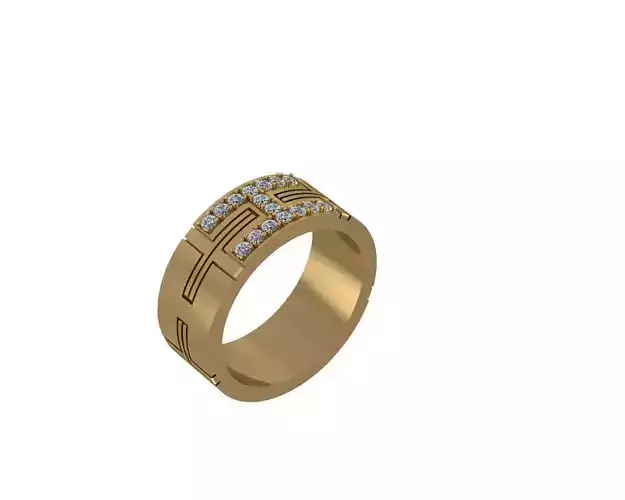 man ring with  diamonds  3D print model